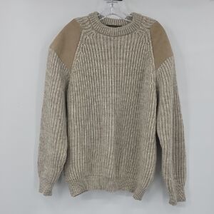 Niffi Made In England Women's Beige Knit Sweater with Tan Accents Size L